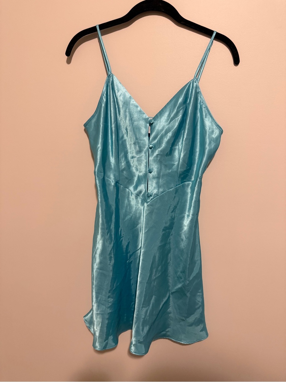 Maidenform Satin Turquoise Slip with Button Front